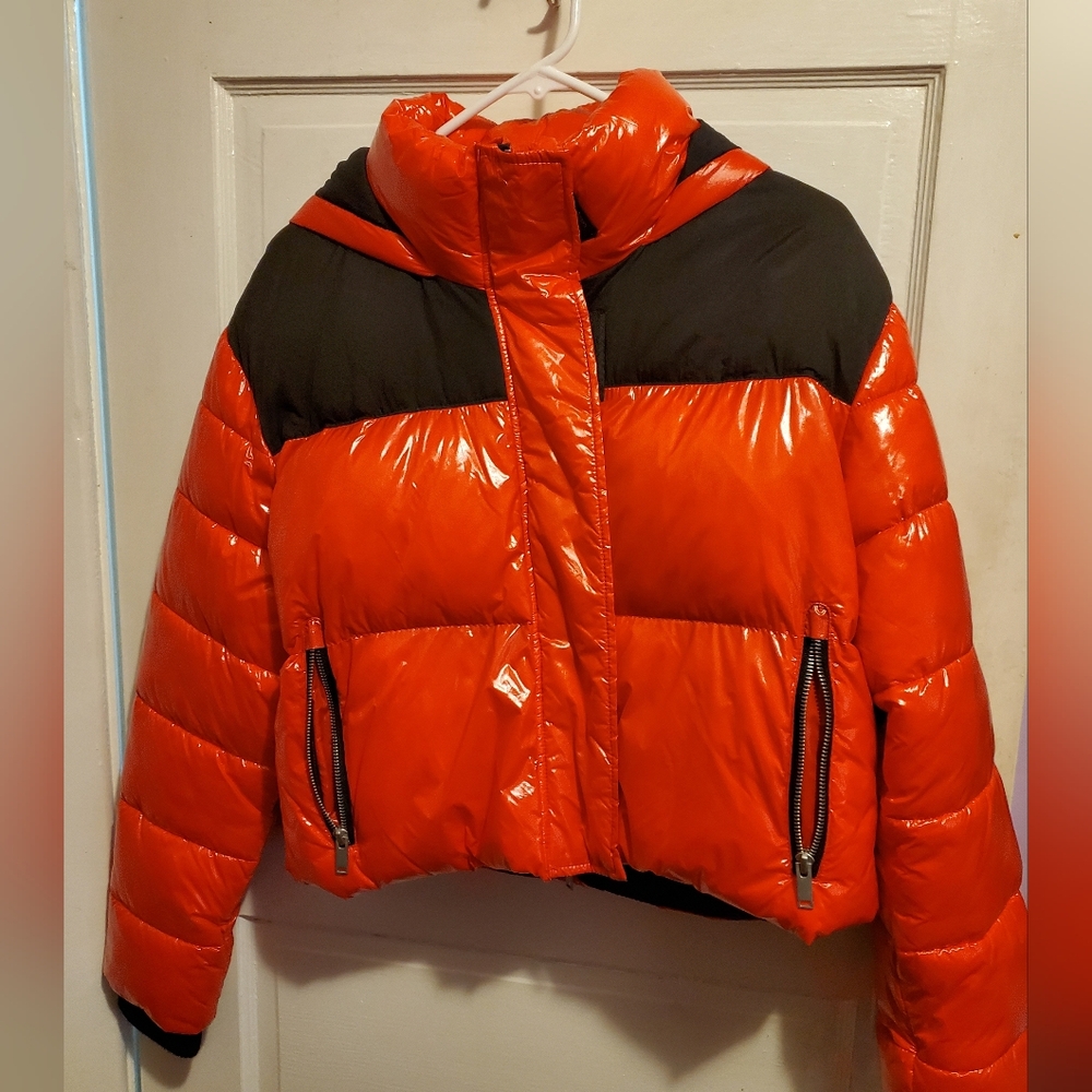 Red and black winter jacket